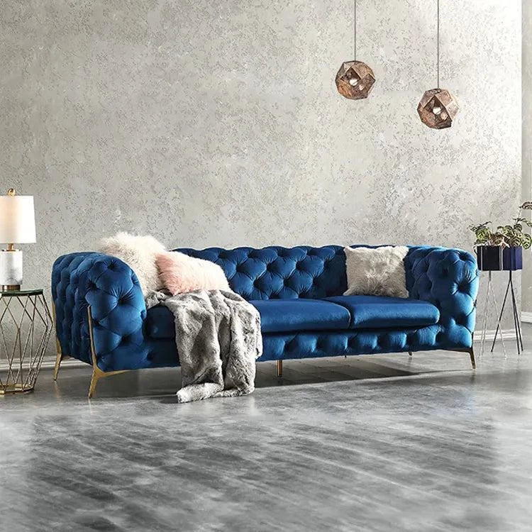 Ronaldo Chesterfield Sofa Set In Suede