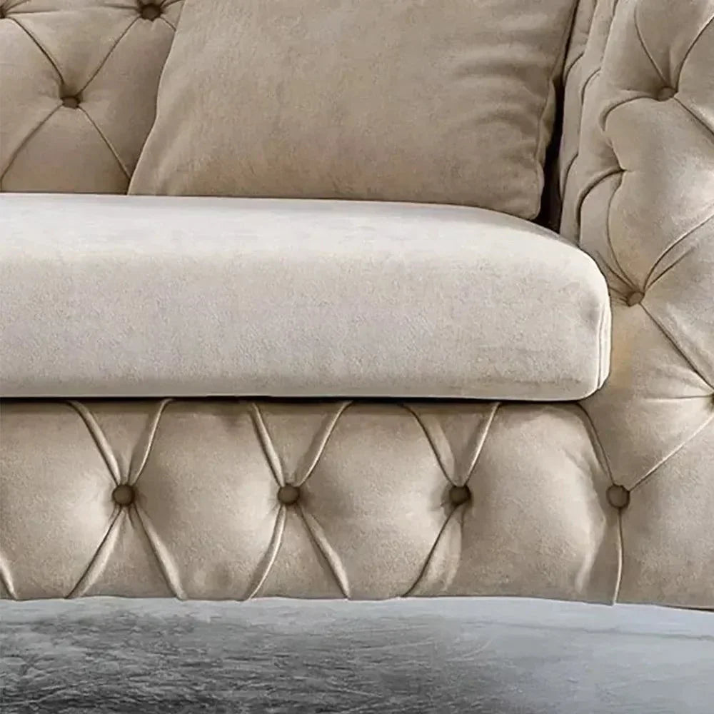Ronaldo Chesterfield Sofa Set In Suede