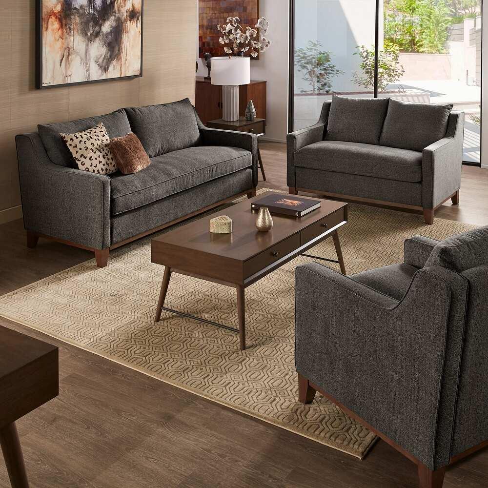 Donald Luxury Straight Line Sofa Set - Oak Inside