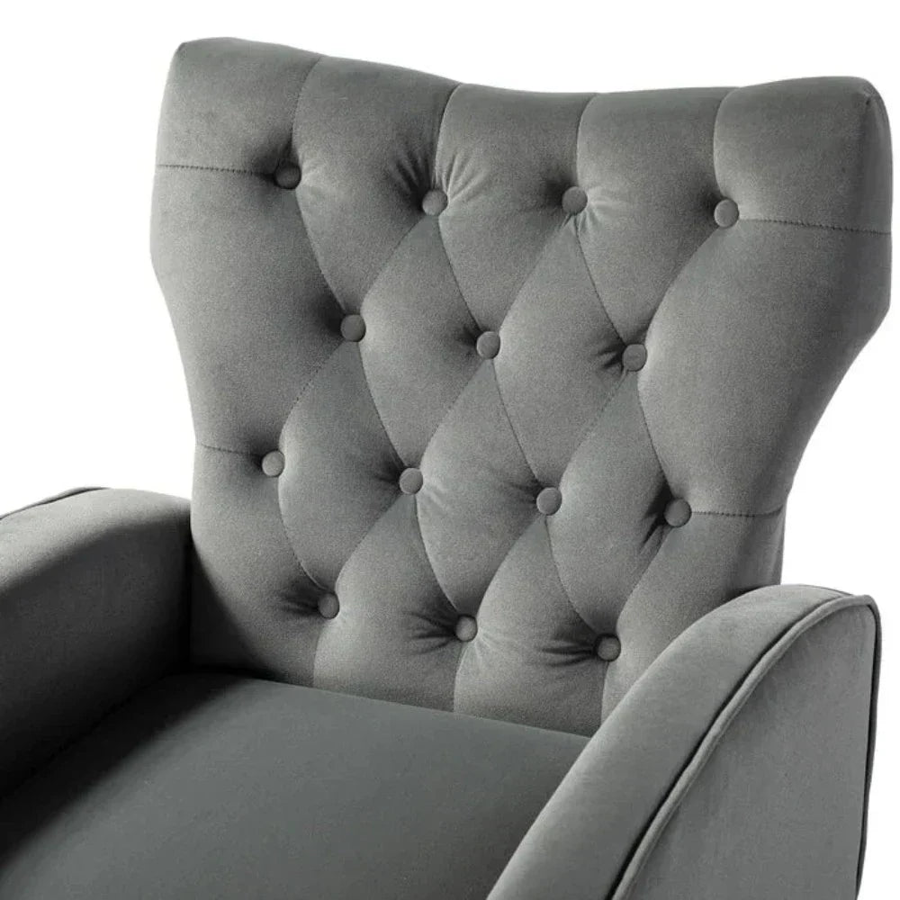 Jacky Chesterfield Chair in Suede - Oak Inside