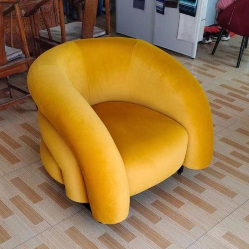 Husky Suede Accent Chair - Oak Inside