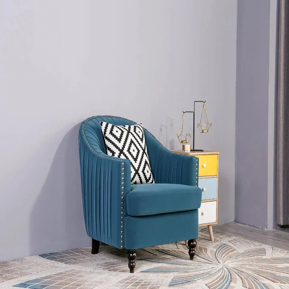 Cupbox Accent Chair in Blue - Oak Inside