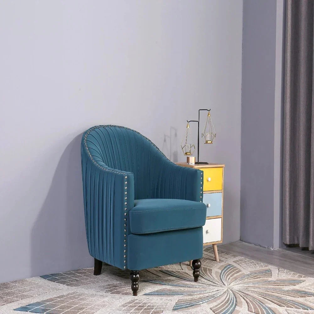 Cupbox Accent Chair in Blue - Oak Inside