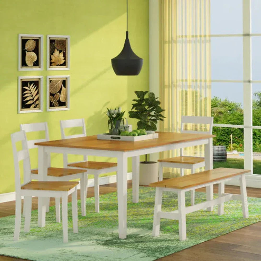 Smarty 6 Seater Dining Table in White Color - Oak Inside