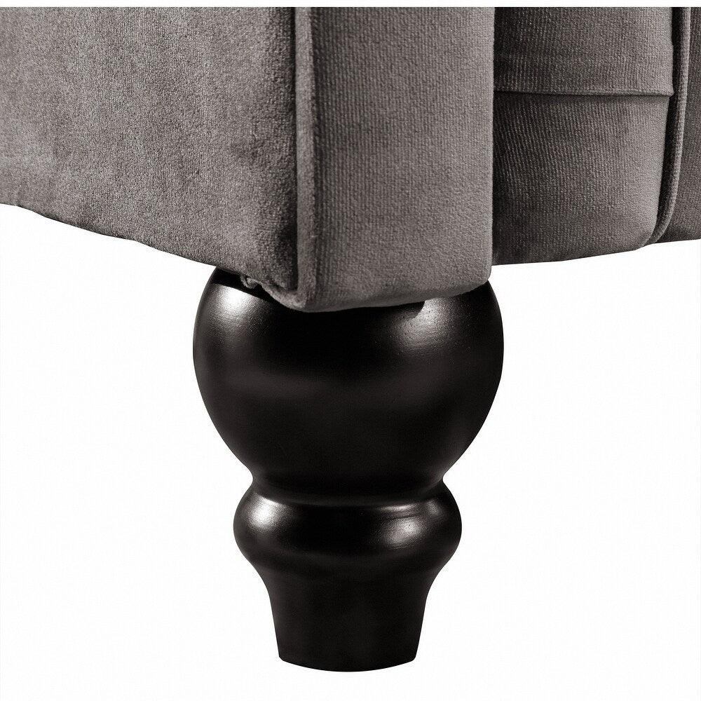 Cosmo Line Chesterfield Sofa Set in Grey - Oak Inside