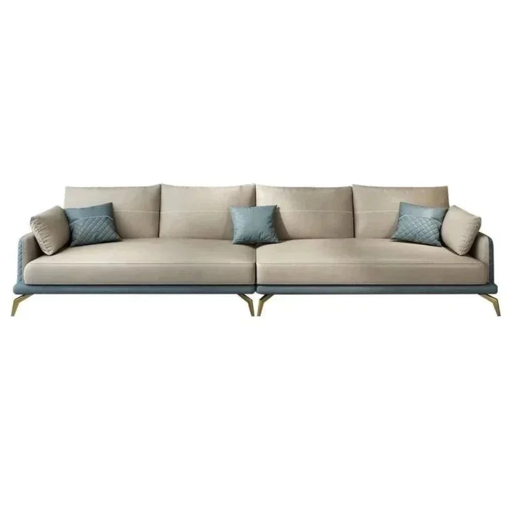 Mono Luxury Modern Suede Sofa Sets In Leatherette - Oak Inside