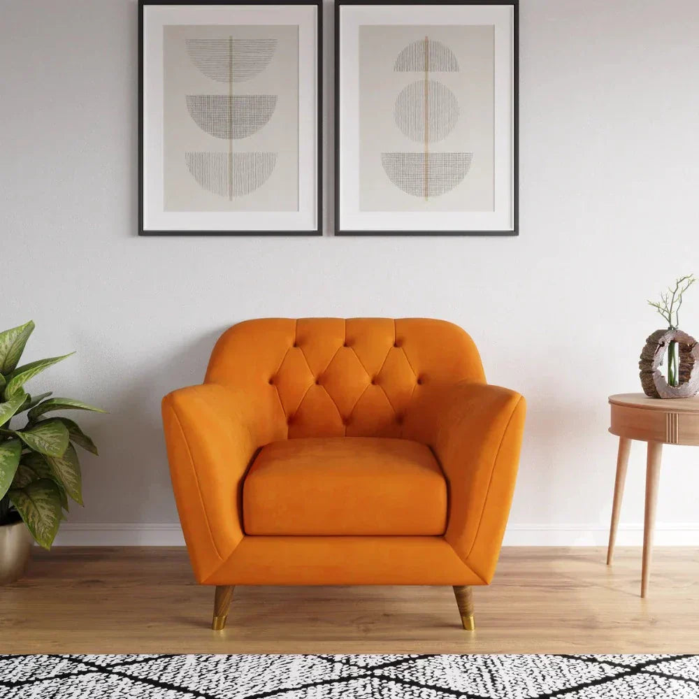 Nuke Couch Accent Chair in Orange Color - Oak Inside