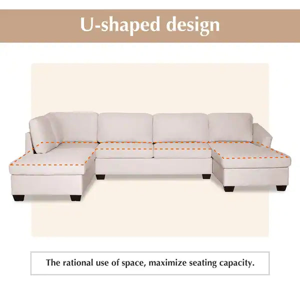 Jeffo Modern Suede Sectional U Shape Sofa