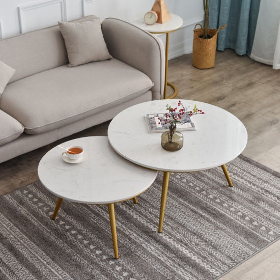 Unicorn Golden Nesting Table Set of Two - Center Table - Oak Inside