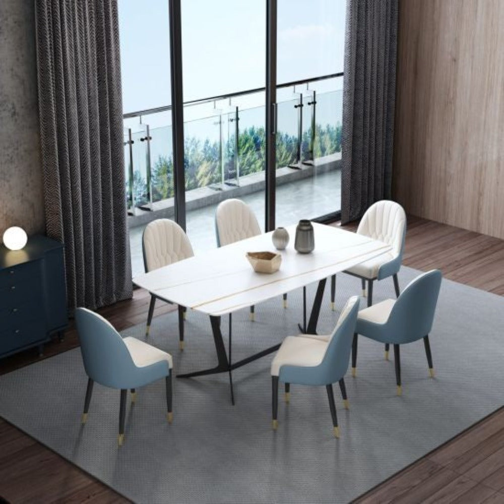 Lexus Luxury 6 Seater Dining Table in Blue - Oak Inside