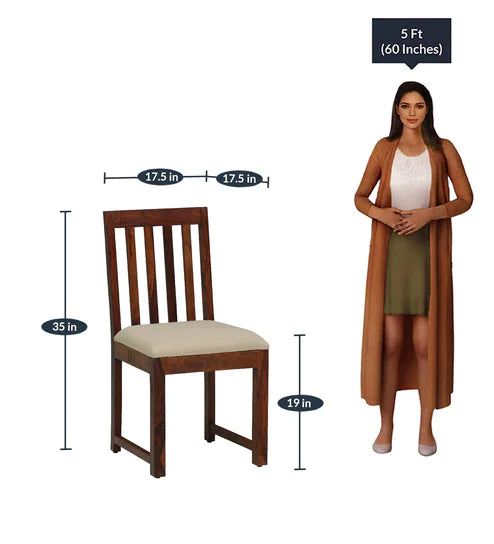 Tipsy 6 Seater Dining Table in Wenge Color (Sheesham Wood) - Oak Inside