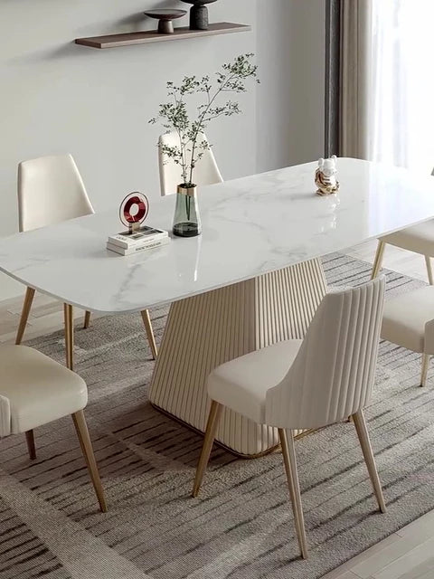 Texo Luxury 4 Seater Dining Table in Beige - Oak Inside