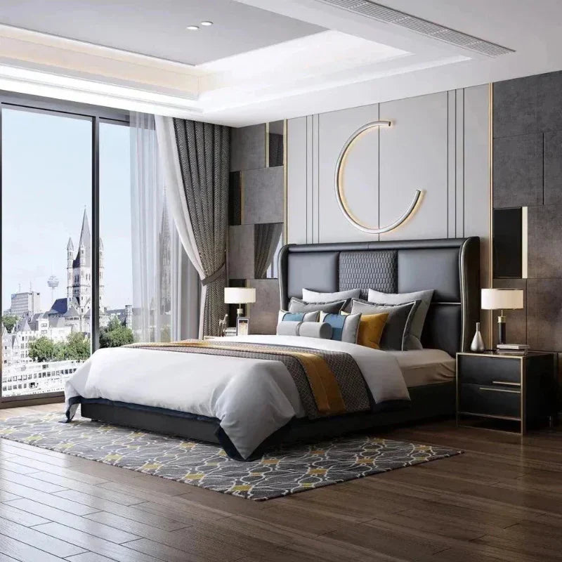 France Luxury Upholstered Bed in Leatherette