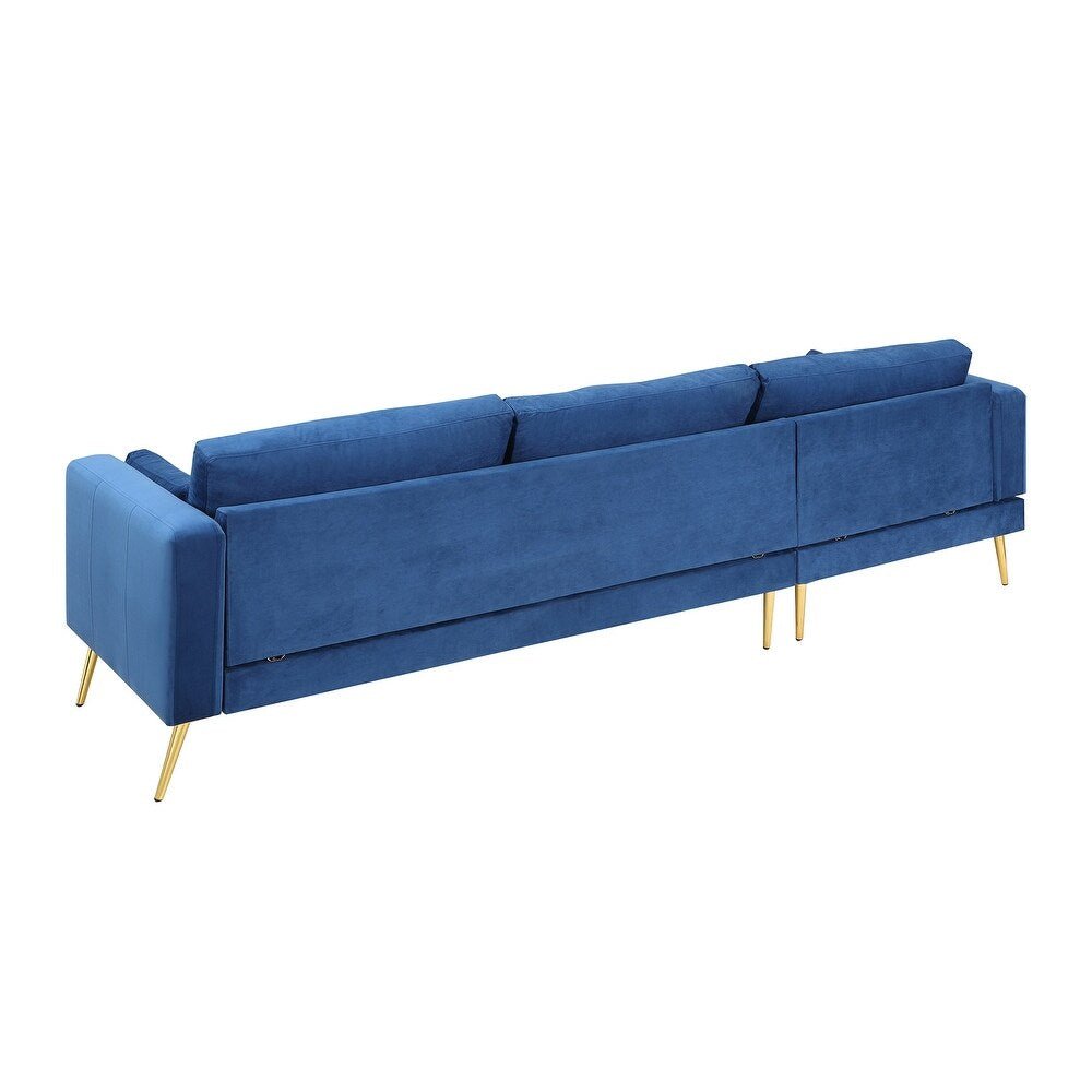 Volly High Back Couch Mid-century Suede SS Legs Chaise Sofa - Oak Inside