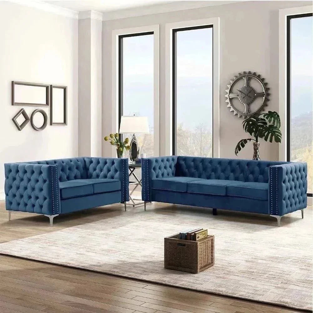 Livup Chesterfield Sofa Set - Oak Inside