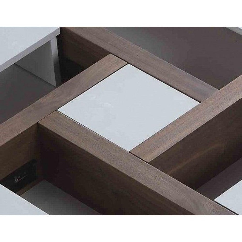 Drift White/Walnut Centre Table in PU Polish - Oak Inside