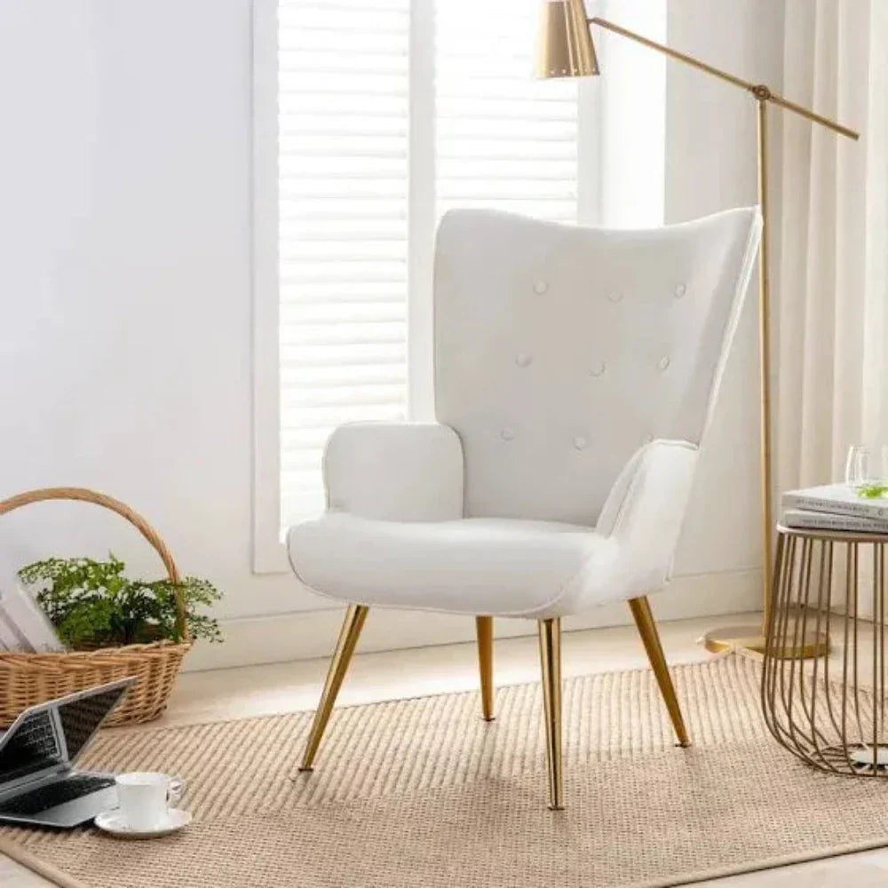 Kitty Button-Tufted Wingback Chair - Oak Inside