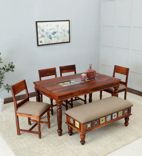Superb 6 Seater Dining Table in Wenge Color - Oak Inside