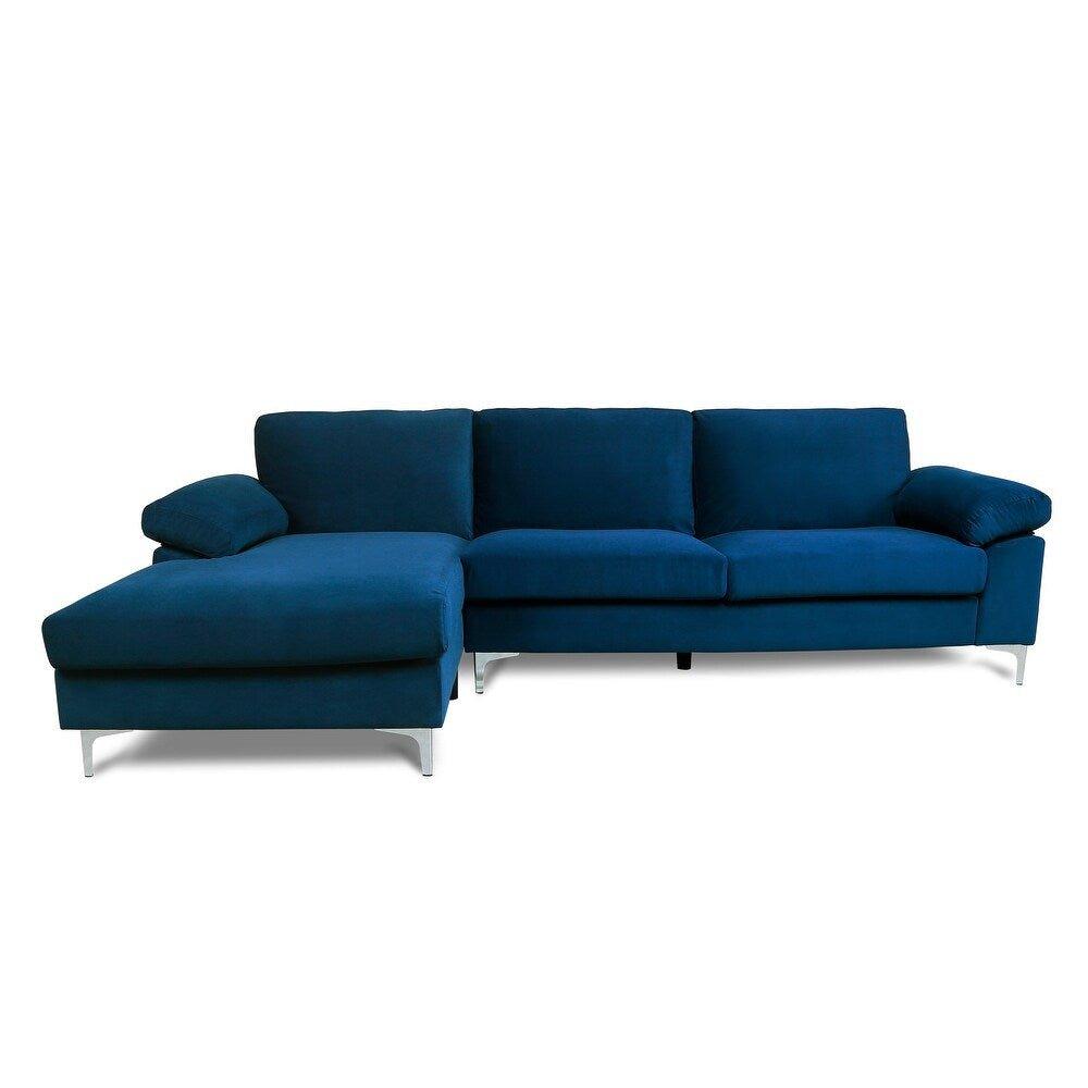 Inox Modern Suede Sectional Sofa - Oak Inside