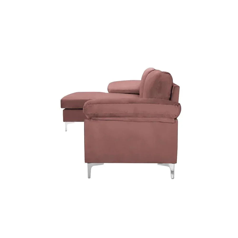 Inox Modern Suede Sectional Sofa - Oak Inside