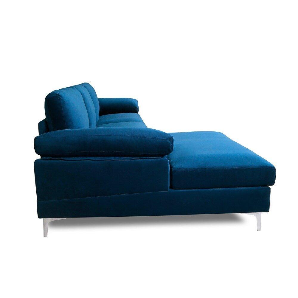 Inox Modern Suede Sectional Sofa - Oak Inside