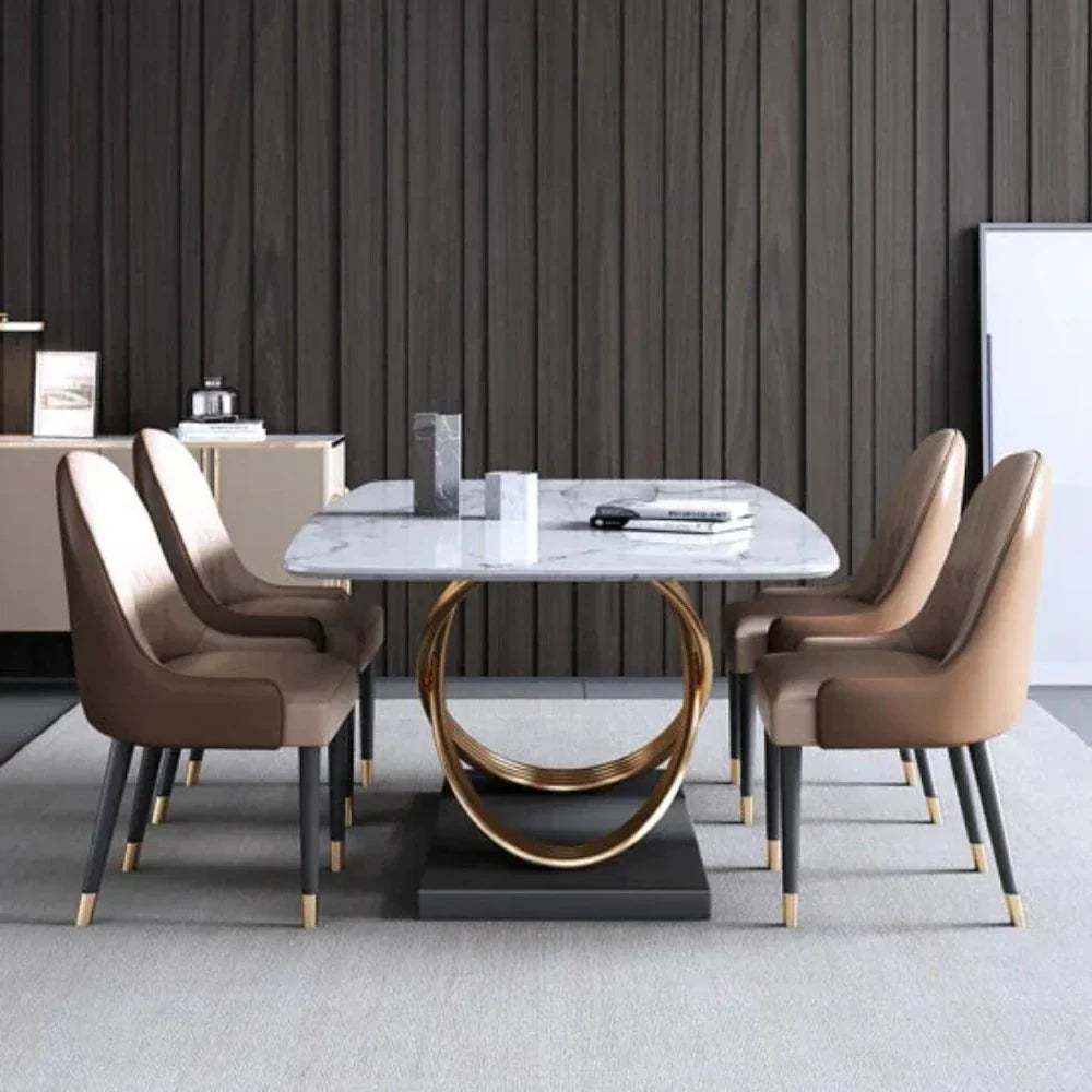Inox Luxury 6 Seaterk Dining Table in Brown - Oak Inside
