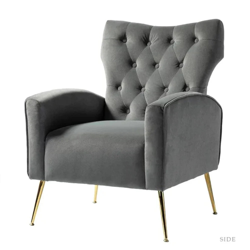 Jacky Chesterfield Chair in Suede - Oak Inside