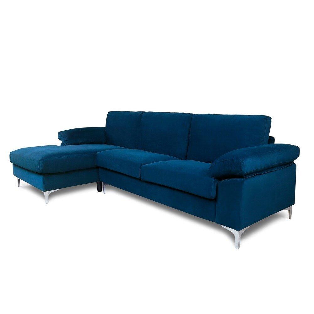 Inox Modern Suede Sectional Sofa - Oak Inside