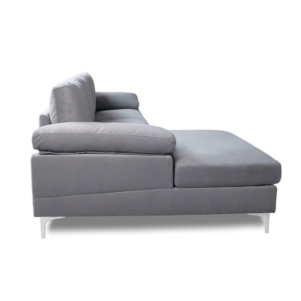 Inox Modern Suede Sectional Sofa - Oak Inside