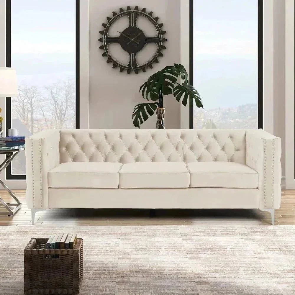 Livup Chesterfield Sofa Set - Oak Inside