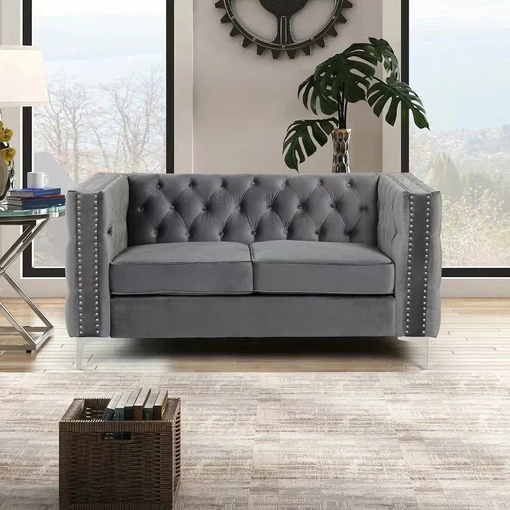 Livup Chesterfield Sofa Set - Oak Inside