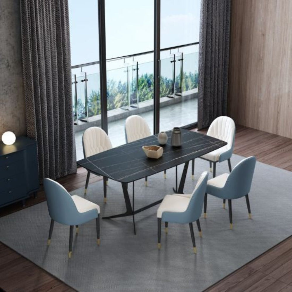 Lexus Luxury 6 Seater Dining Table in Blue - Oak Inside