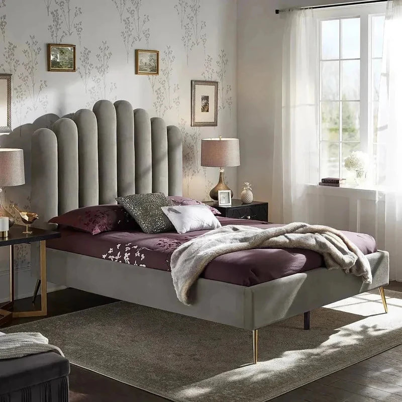 Classic Uniline Luxury Upholstered Bed Without Storage in Suede
