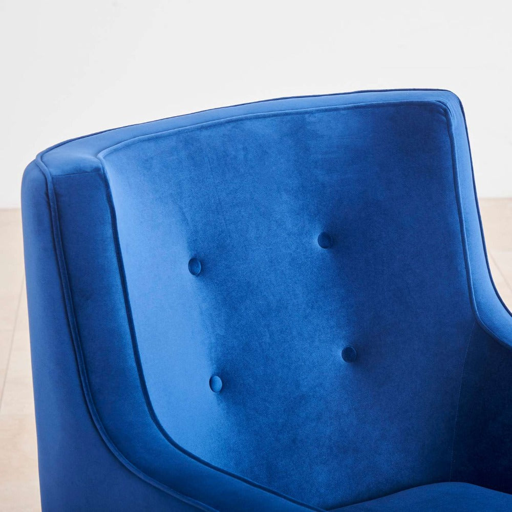 Tiktok Button-Tufted Wingback Chair In Blue - Oak Inside