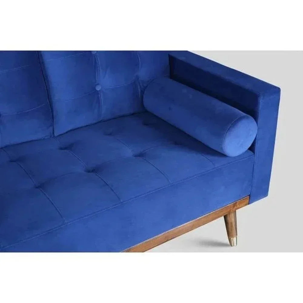 Mercury Straight Line Sofa Set in Blue - Oak Inside