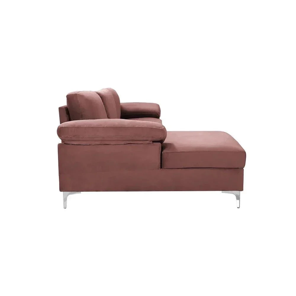 Inox Modern Suede Sectional Sofa - Oak Inside