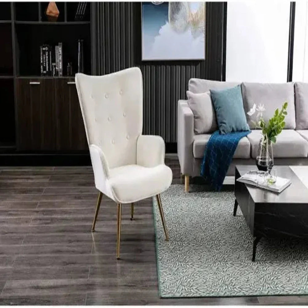 Kitty Button-Tufted Wingback Chair - Oak Inside