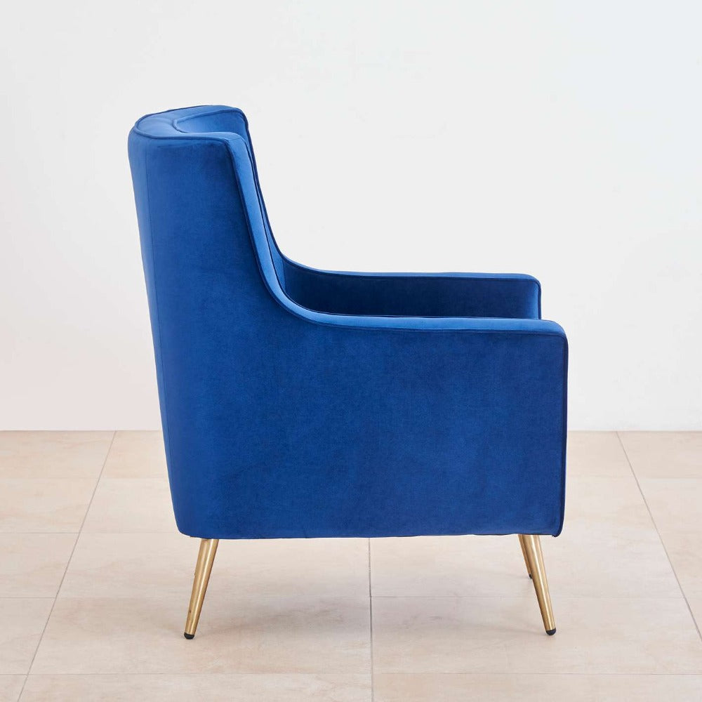 Tiktok Button-Tufted Wingback Chair In Blue - Oak Inside