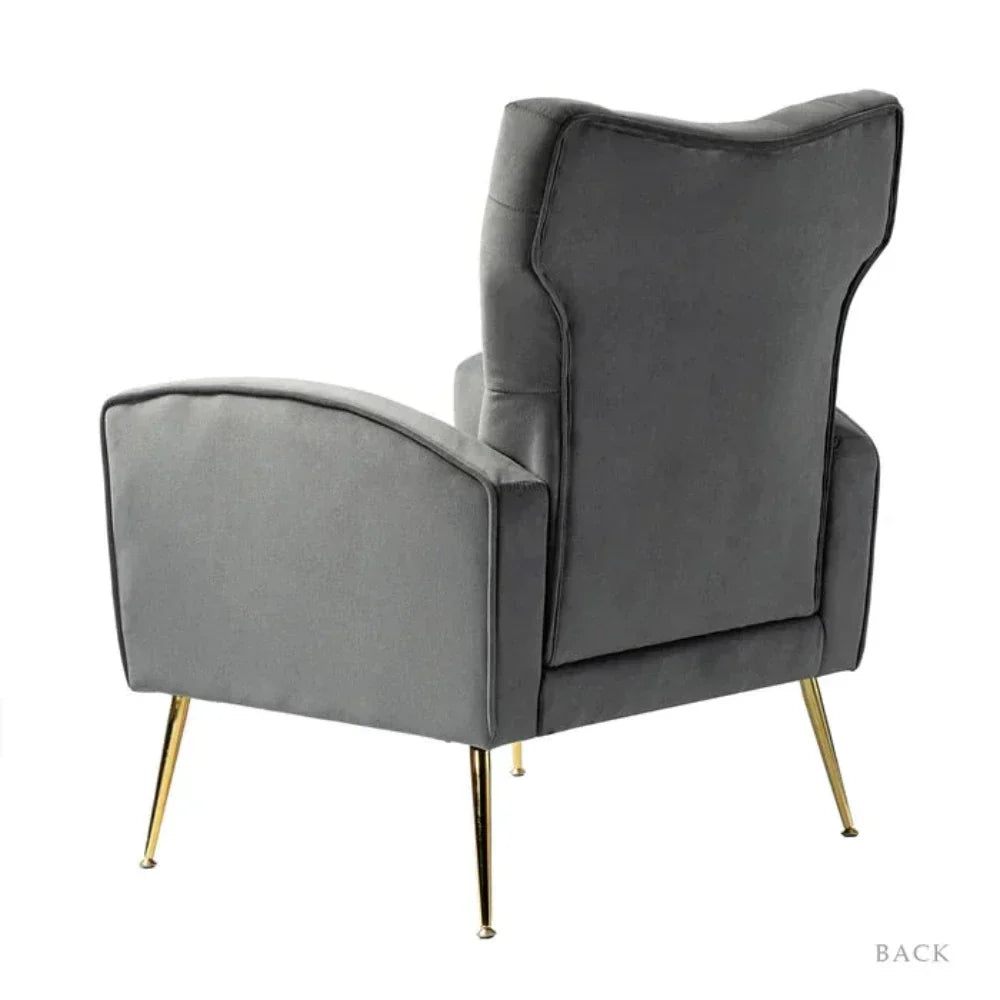 Jacky Chesterfield Chair in Suede - Oak Inside