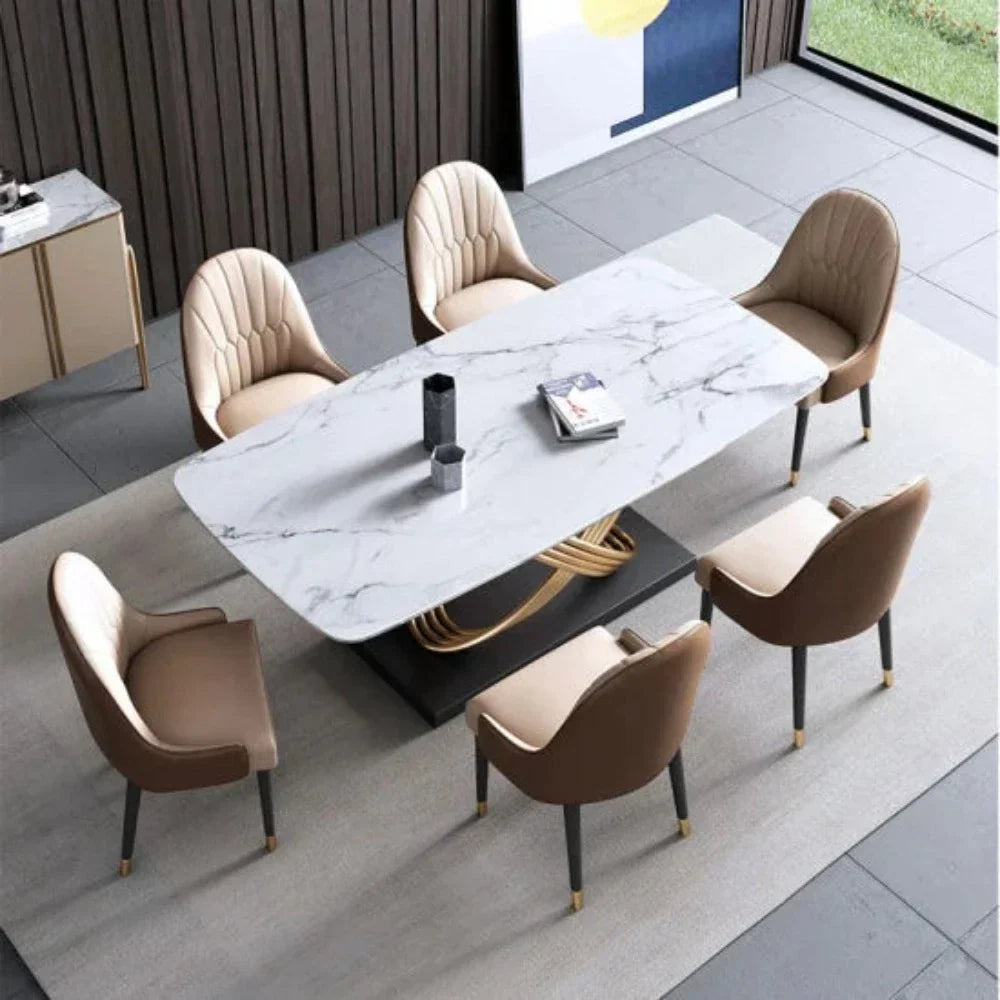 Inox Luxury 6 Seaterk Dining Table in Brown - Oak Inside
