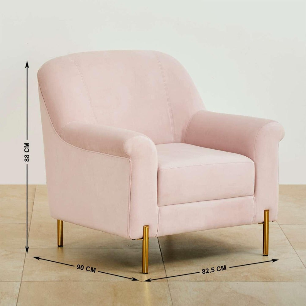 Inox Kings-well Barrel Accent Chair in Pink - Oak Inside
