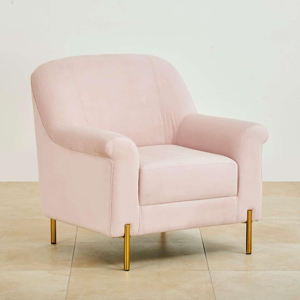Inox Kings-well Barrel Accent Chair in Pink - Oak Inside
