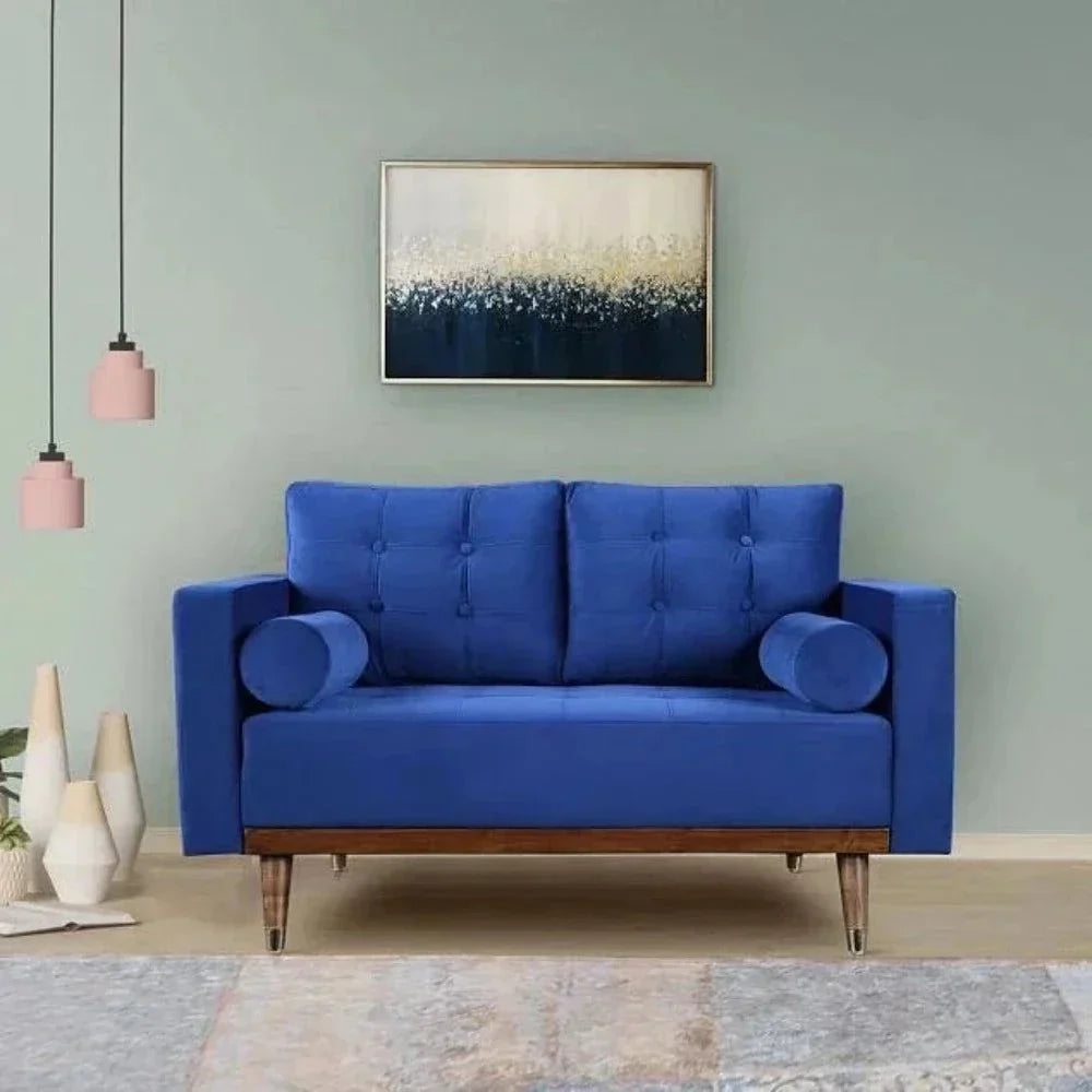 Mercury Straight Line Sofa Set in Blue - Oak Inside