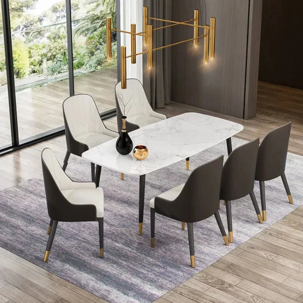 Rolex Luxury 6 Seater Dining Table in Black - Oak Inside