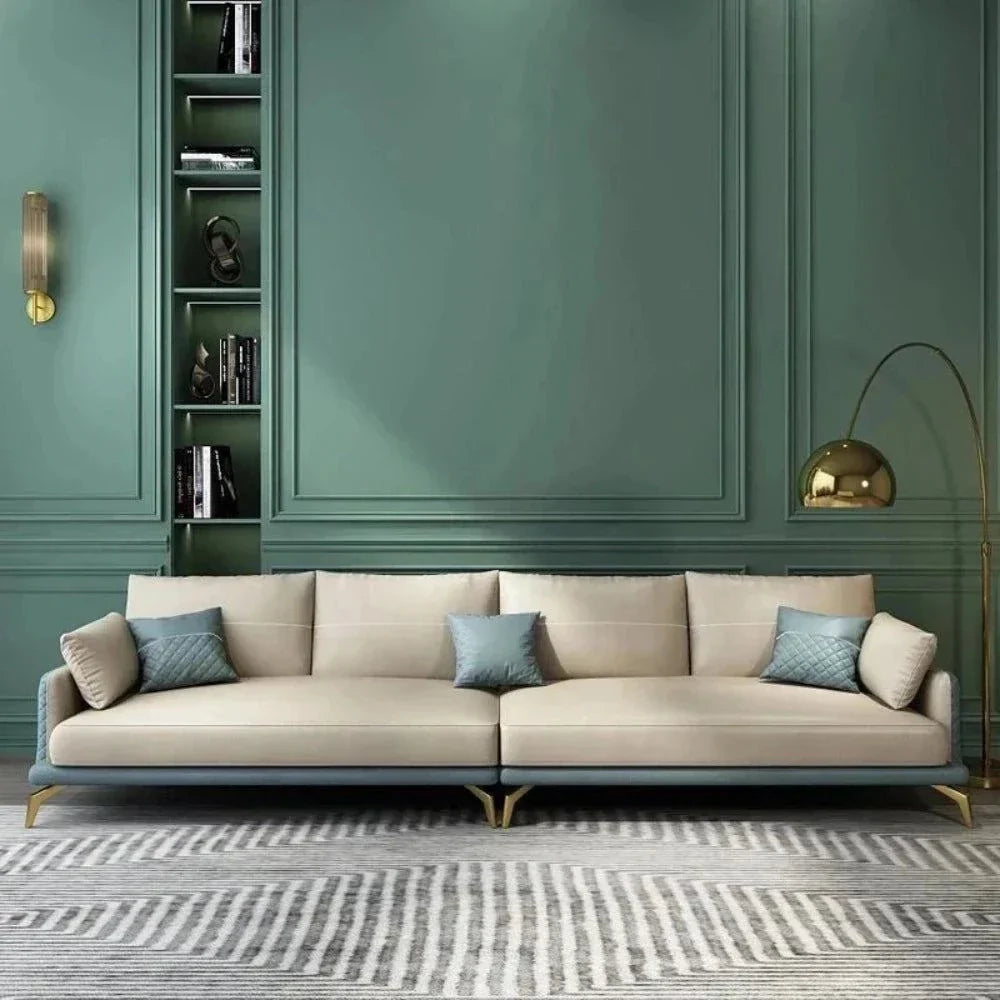 Mono Luxury Modern Suede Sofa Sets In Leatherette - Oak Inside