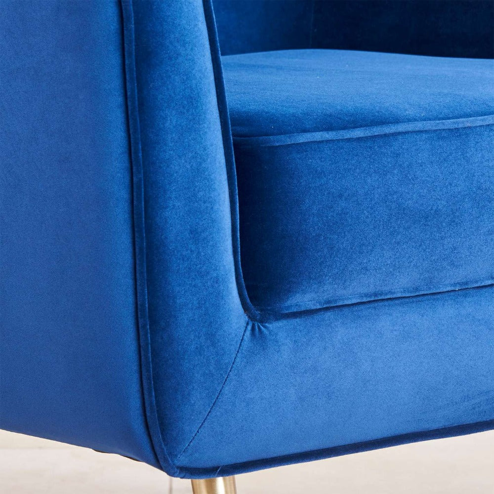 Tiktok Button-Tufted Wingback Chair In Blue - Oak Inside
