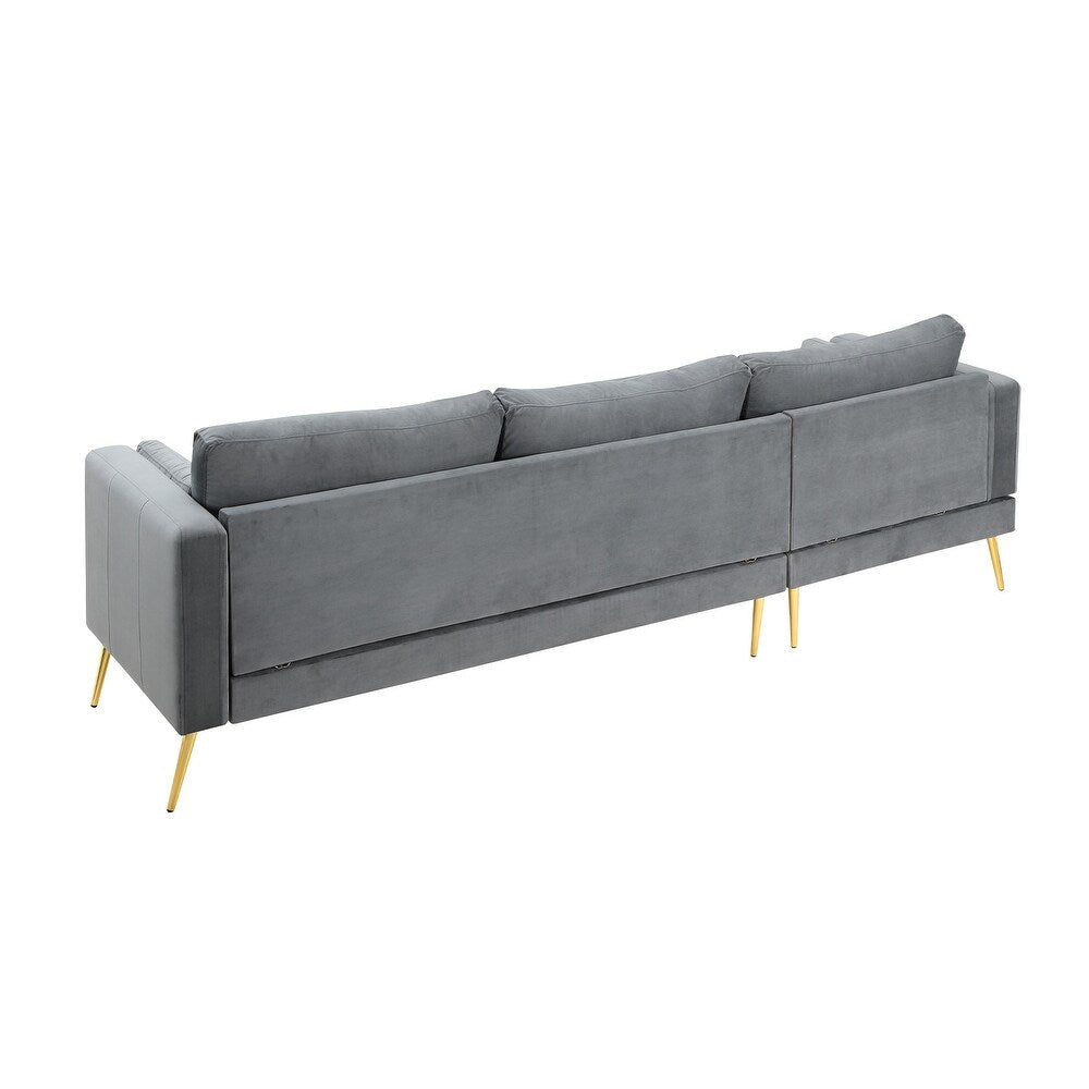 Volly High Back Couch Mid-century Suede SS Legs Chaise Sofa - Oak Inside