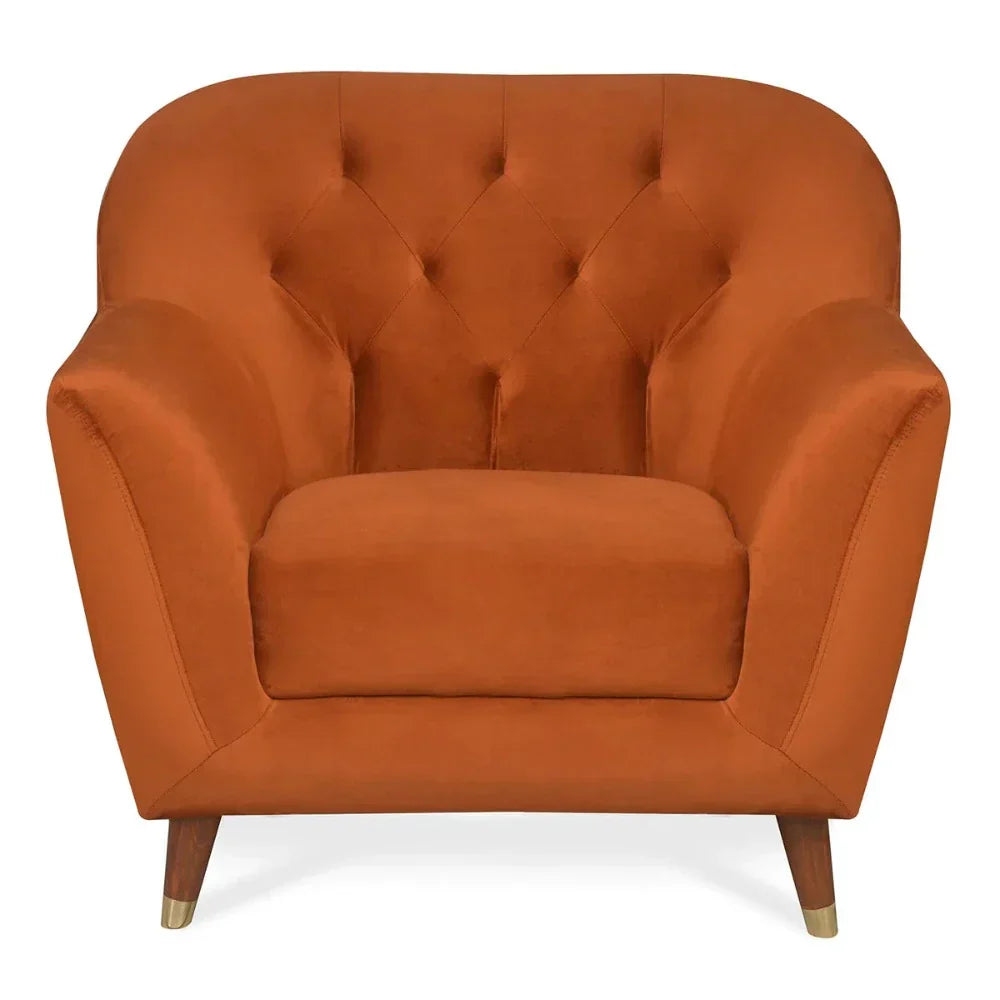 Nuke Couch Accent Chair in Orange Color - Oak Inside