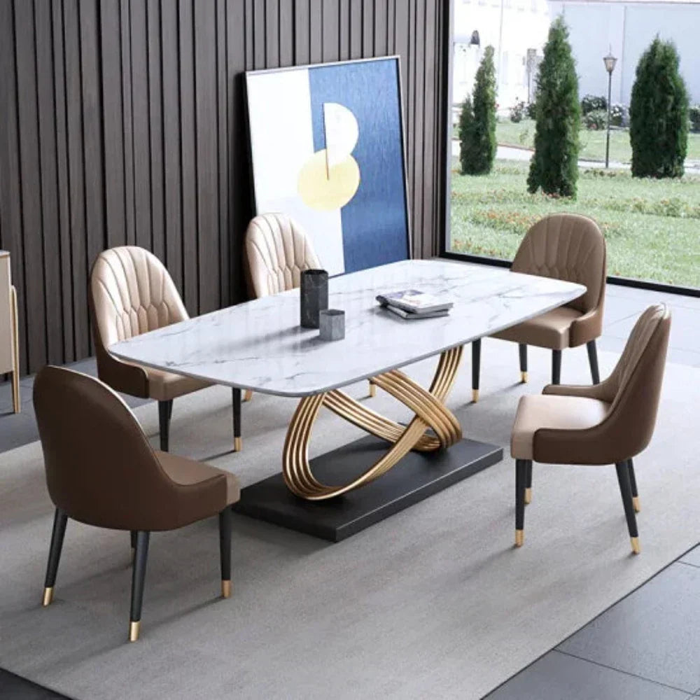 Inox Luxury 6 Seaterk Dining Table in Brown - Oak Inside