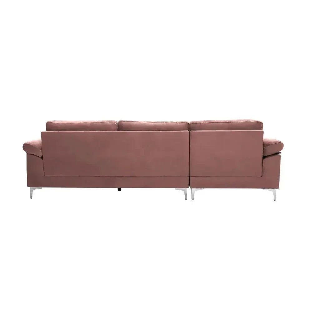 Inox Modern Suede Sectional Sofa - Oak Inside